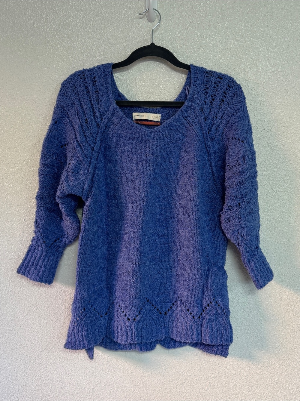 Anthropologie Pilcro Luna Pointelle Tunic Sweater in Cornflower Blue Small